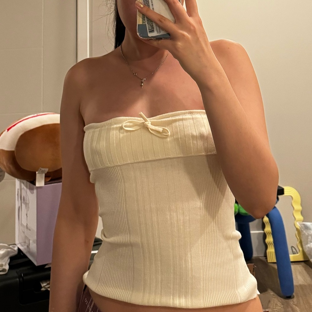 Cream sweater tube top